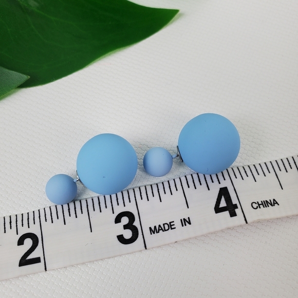 Double Sided Rubber Ball Stud Earrings 2 in One - Picture 5 of 5
